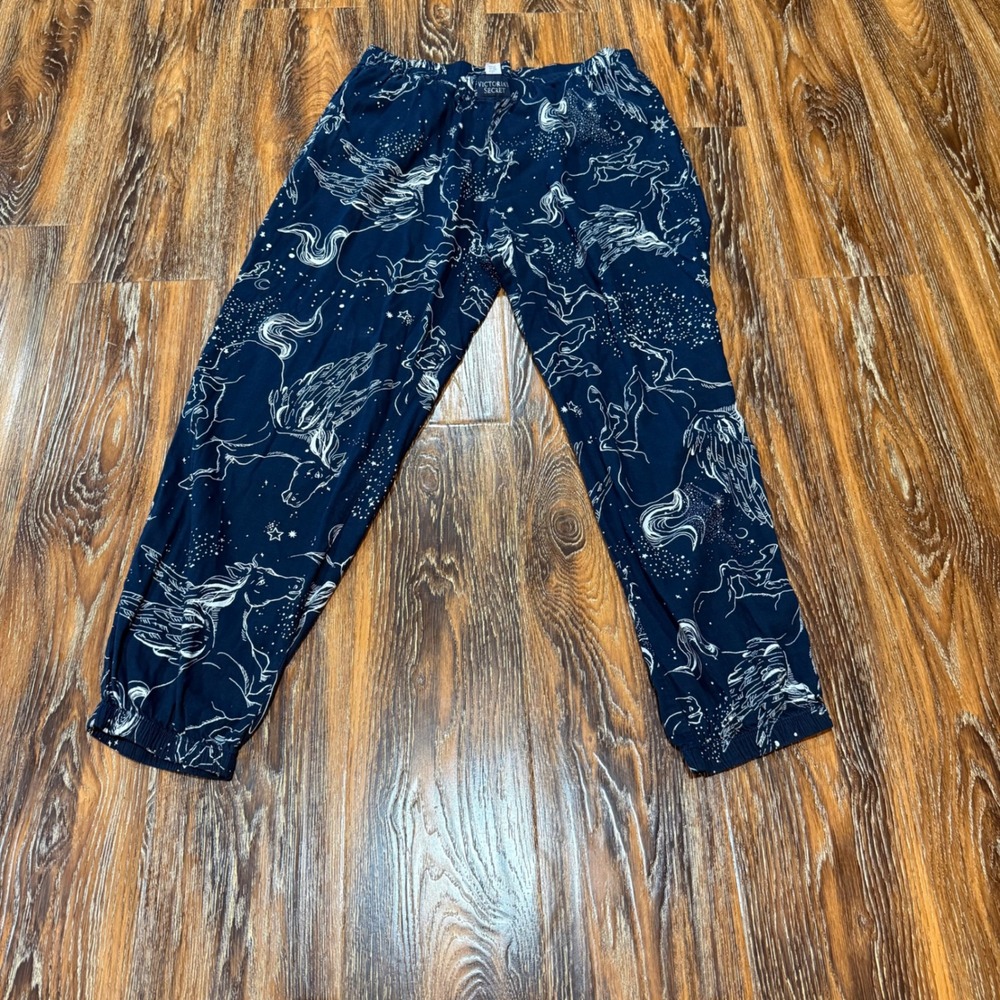 Victoria's Secret Size M Navy Blue Pegasus Celestial Print Jogger Pajama Pants - Picture 2 of 6